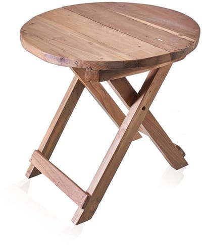 Ronde Opvouwbare Salontafel - Gerecycled Teakhout - 50 x 50cm
