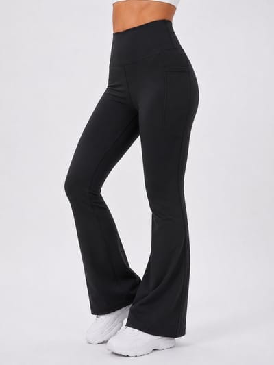 SparkNine Serenaflare dames legging - flare pants - met zakken - S - zwart - hoge taille - stijlvol - elastisch