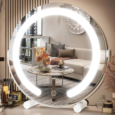 Ronde make-upspiegel met verlichting – 30,5 cm, dimbaar en draaibaar met 3 kleuren