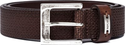 REPLAY Leren Riem Full Leather Belt W95 Fade Tobacco Donkerbruin