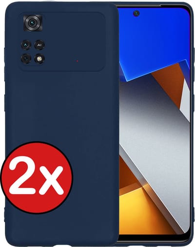 Hoesje - 2 Stuks - Geschikt voor Xiaomi Poco X4 Pro 5G - Sterk & Shockproof - Telefoonhoes - Back Cover - Case Siliconen - Telefoon Hoes - Donkerblauw