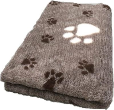 Vetbed - Hondendeken Lichtbruin '3 Kleur Grote Voetprint' Latex Anti Slip 100 x 75 cm