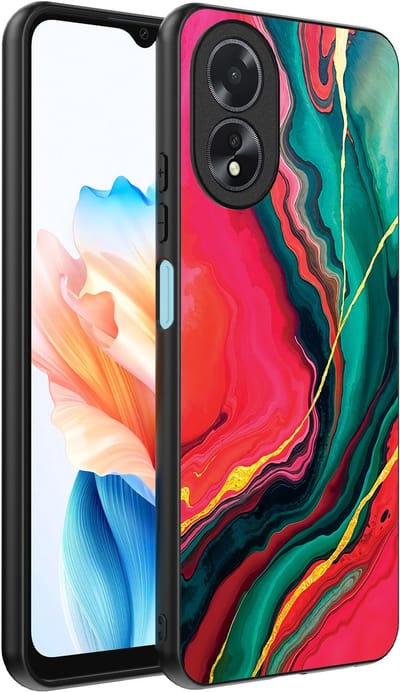 Smartphonica Telefoonhoesje Geschikt voor Oppo A18 met Rood Groen Marmer Opdruk - TPU Backcover Case Red Green Marble Design geschikt voor Oppo A18