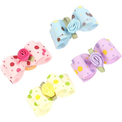 20 Pièces Nœud Papillon pour Cheveux de Chien avec Élastique Animal de Compagnie Chiot Teddy Toilettage Accessoires pour Cheveux Couleur Aléatoire white