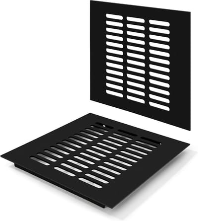 Zwarte Aluminium Ventilatierooster 200x200mm | Roosters voor Kast en Wandventilatie