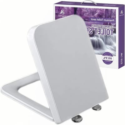 Vierkante Toiletbril - Moderne WC Deksel - Hygiënisch & Zacht - Snel Release Systeem - 47x36cm - Wit