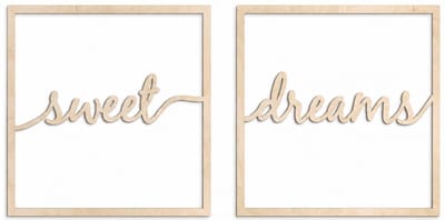 Houten wanddecoratie - Wooden wall decoration | Sweet dreams kader 80 x 40cm Frame | Licht hout - Natural wood | Muurdecoratie - Wall art - Wandfiguur - Babykamer - Kids - Deco