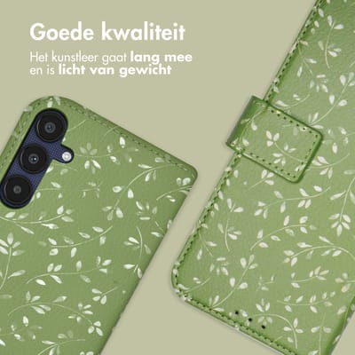 imoshion Hoesje - Geschikt voor Samsung Galaxy A55 (5G) - Design Bookcase smartphone - Green Flowers