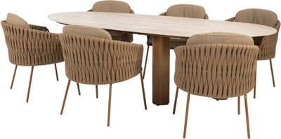 Estate Molina dining tuinset 240x105xH75 cm 7 delig keramiek amber 4 Seasons Outdoor