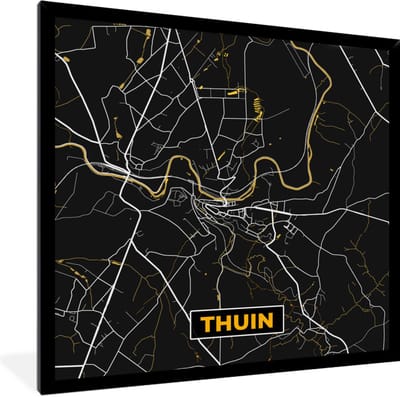 Fotolijst incl. Poster - Stadskaart - Thuin - Goud - Kaart - Plattegrond - 40x40 cm - Posterlijst