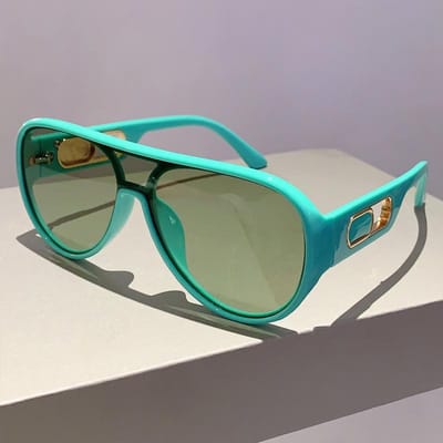 Lunettes de Soleil Tendance Design Luxe UV400 KAMMPT Masque Surdimensionné Nouveau Élégant Original Monobloc Dégradé Lunettes de Soleil Extérieures without case blue