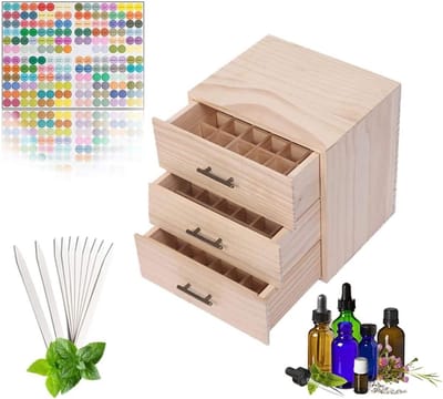 90 Slots Essentiële Olie Opberg Organizer van Hout - Aromatherapie Presentatie Display Kast met Draagbare Opbergruimte voor Essentiële Oliën en Nagellak
