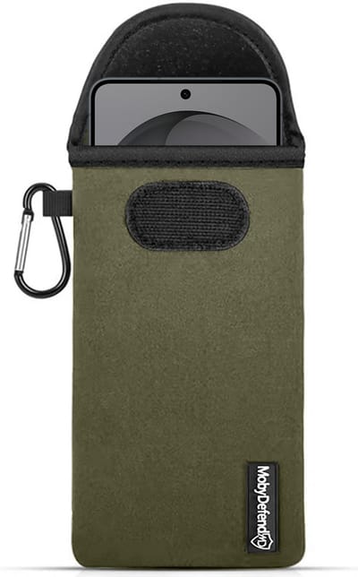 MobyDefend Hoesje - Geschikt voor Samsung Galaxy S26 - Neopreen Pouch Met Karabijnhaak - Insteek - Riemlus - Groen