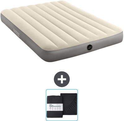 Intex Luchtbed - Twijfelaar - 137 x 191 x 25 cm - Beige - Inclusief en Hoeslaken