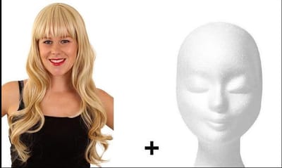 Pruik Mila blond met highlights +pruikenhouder