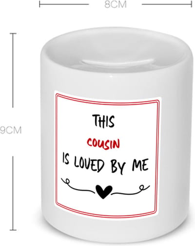 Akyol - this cousin is loved by me Spaarpot - Neef - iemand die houdt van zijn neef - verjaardag - cadeautje voor neef - neef artikelen - kado - geschenk - 350 ML inhoud