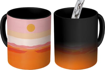 Magische Mok - Foto op Warmte Mokken - Koffiemok - Zon - Abstract - Landschap - Oranje - Magic Mok - Beker - 350 ML - Theemok