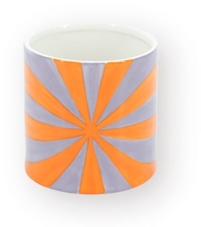 Housevitamin Plantenpot Swirl – Dolomiet – Oranje & Lila – 15,5x15,5x16 cm – Waterdicht – Design Bloempot – Decoratieve Eyecatcher