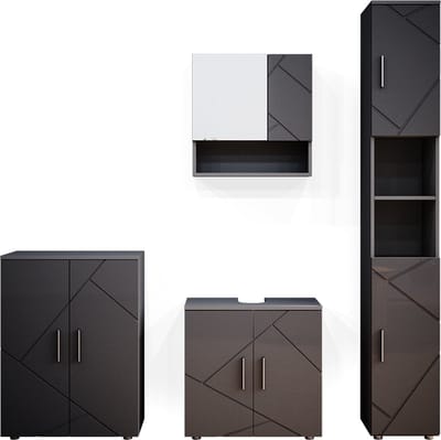 Vicco Badkamermeubel set Irma, Antraciet Hoogglans, 4-delig