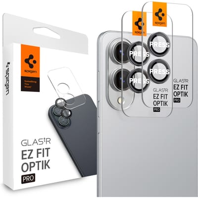 Spigen Camera Lens Protector Geschikt voor Samsung Galaxy S25 Edge - Glas.tR EZ Fit Optik Pro HD - 9H Tempered Glass - 2-Pack Zwart