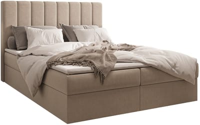 Boxspring Bed 01 - Bed - Comfortabel topmatras - Met hoofdeindeTot 300KG - Opbergruimte - 140x200 - Trinity 2 - Beige
