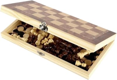 Houten Schaakbord - Damspel Bord - Strategisch Spel - Handgemaakt Afwerking - 24 x 24 cm - Multicolor