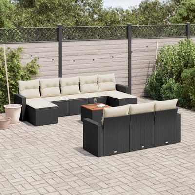 vidaXL - 11-delige - Loungeset - met - kussens - poly - rattan - zwart