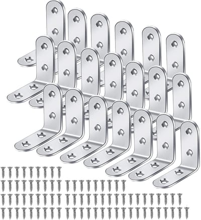 Hoekverbindingen 90° Metaal – RVS Hoekbeugels 40 x 40 mm met Schroeven voor Meubilair, Tafels, Stoelen en Boekenkasten – Set van 20