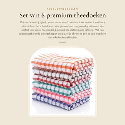 Dailygoods- Theedoeken Set van 6 - Katoenen Keukenhanddoeken - Superabsorberend - Pluizenvrij - Duurzaam - 28x40 cm