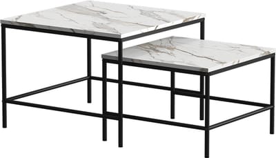 Vicco Ramio Salontafel set – 60 x 60 cm 2 delen Wit/zwart