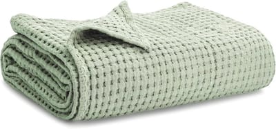 Wafel geweven babydeken 102 x 102 cm - Zachte katoen deken voor wieg, kinderwagen en bed - Lichtgewicht en getextureerd peuter inbakerdeken - Geschikt voor jongens en meisjes