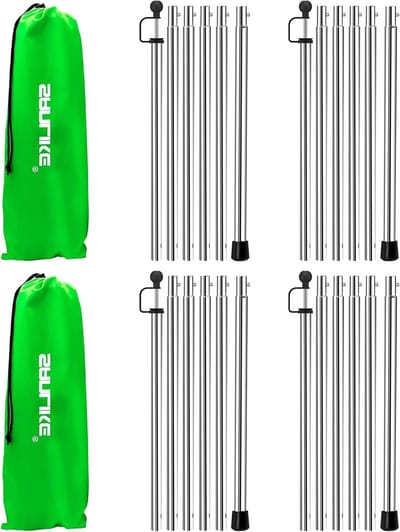 Telescopische Tentstokken voor Tenten en Zeilen, Vouwbaar RVS, Set van 2 voor Camping en Bescherming tegen Regen