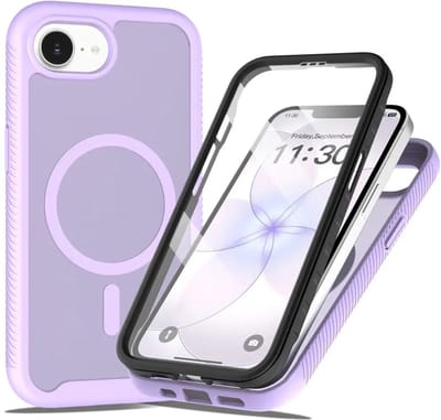 Hoesje met Ingebouwde Screenprotector Geschikt voor Apple iPhone 17e / 16e - Compatibel met MagSafe / Qi2 - Full Protect - Schokbestendige Beschermhoes - Case Matte Paars