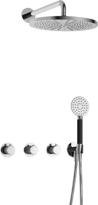 Hotbath Cobber X - CX7067 - Inbouw Regendoucheset - Chroom - 2 Stopkranen - Thermostatisch - Wandarm 40 cm - Hoofddouche 300 mm - Ronde Handdouche 3 Standen - met M106 - Waterbesparend