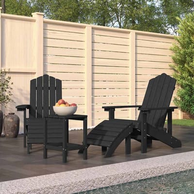 vidaXL - Tuinstoelen - Adirondack - met - voetenbank - tafel - HDPE - antracietkleur