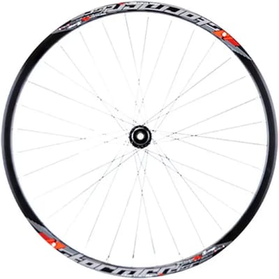Voorwiel met schijfvelg en steekas Velox 700 Mach1 Stormer 15. Centerlock 12X100