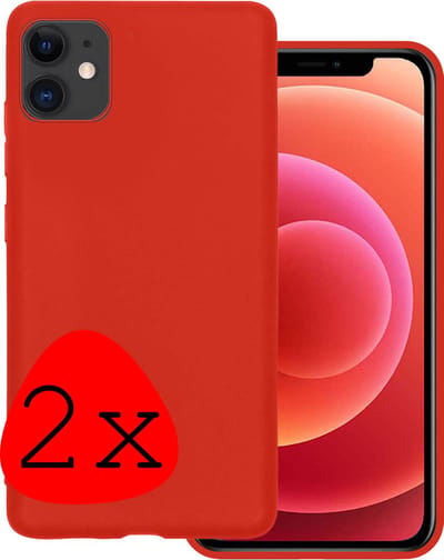 Hoesje 2 Stuks - Geschikt voor Apple iPhone 11 - Sterk & Shockproof - Case Siliconen - Back Cover - Telefoon Hoes - Rood