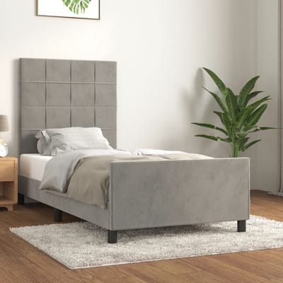 vidaXL - Bedframe - zonder - matras - 80x200 - cm - fluweel - lichtgrijs