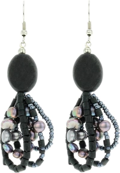 Behave - Oorhangers met houten en parelaccenten - etnisch boho chic