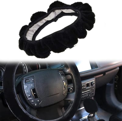 Famanu – Pluche stuurhoes voor auto, warme en antislip bescherming, universele maat 36-39 cm