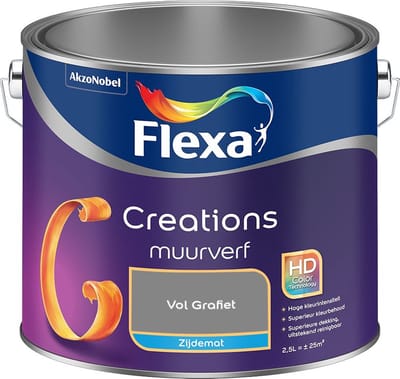 Flexa - Creations Muurverf Zijdemat - Vol Grafiet - Mengverf - 2,5 L