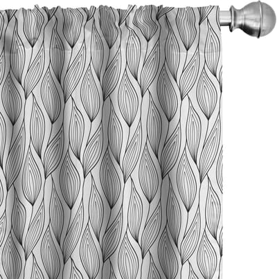 ABAKUHAUS Bladeren Gordijnen – Symmetrische golven – 2x75x225 cm – Antraciet/Wit