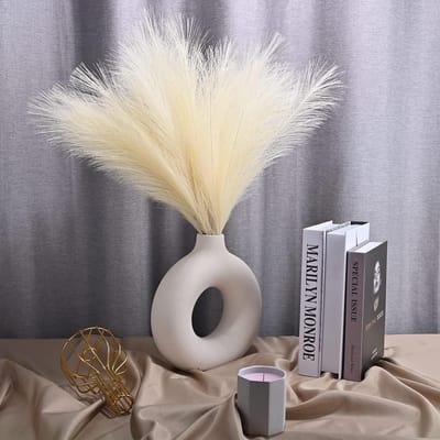 Dailygoods - Kunstmatig pampasgras, 30 stuks, gedroogd, 55 cm, decoratie, droogbloemen, decoratie, kleine pluizige kunstpampasgras bloemen voor Boho Home Deco (beige)