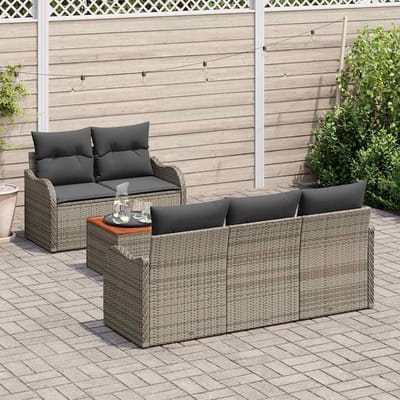 vidaXL - Tuinbank - Set - 6 - st - 5-Aantal - zitplaatsen - Grijs - poly - rattan