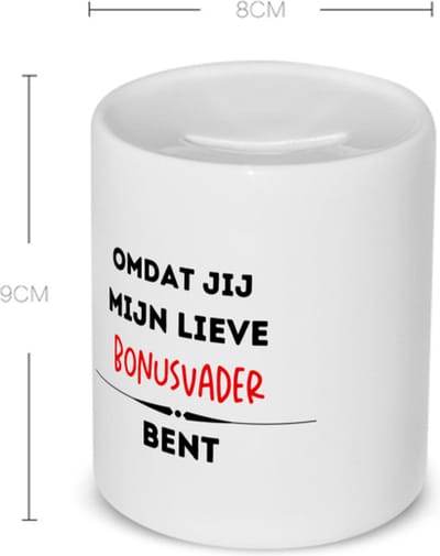 Akyol - omdat jij mijn lieve bonusvader bent Spaarpot - Vader - de liefste bonusvader - vader cadeautjes - vaderdag - verjaardag - geschenk - kado - 350 ML inhoud