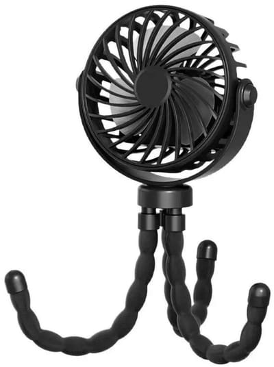 Handventilator - Draagbare Ventilator Oplaadbaar - Zwart - Hand Tafelventilator Draadloos - Kinderwagen Mini Fan - 3 Standen - mini ventilator - festival ventilator - octopus ventilator