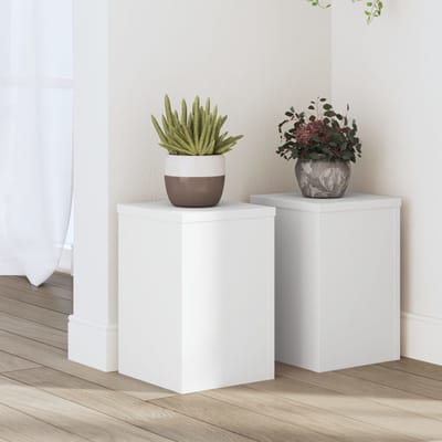 vidaXL - Plantenstandaards - 2 - st - 20x20x30 - cm - bewerkt - hout - wit