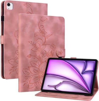 Coverup Tablethoes geschikt voor Hoesje - Lily Flower Book Case - Roze