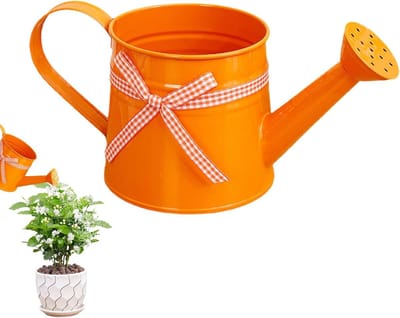 Kleine Metalen Gieter - Binnen Buiten Gieter - Planten Verzorgen - Decoratief Ruitlint - 1 Liter - Oranje