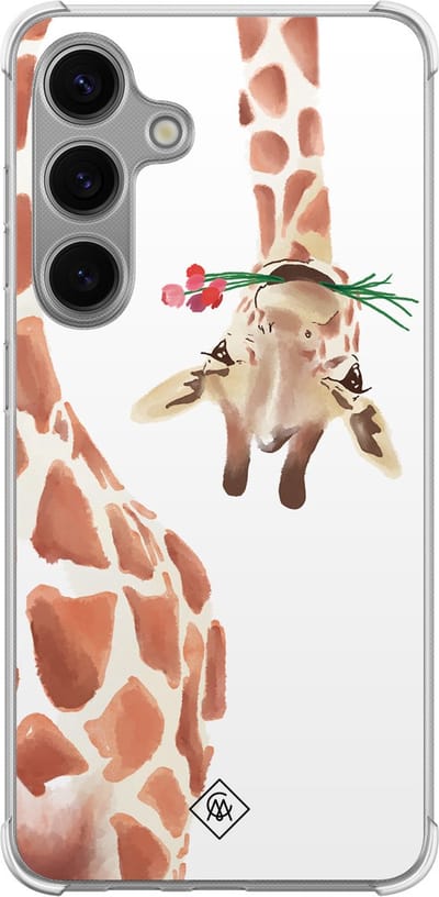 Casimoda® hoesje - Geschikt voor Samsung Galaxy S24 Plus - Giraffe - Shockproof case - Extra sterk - TPU/polycarbonaat - Bruin/beige, Transparant